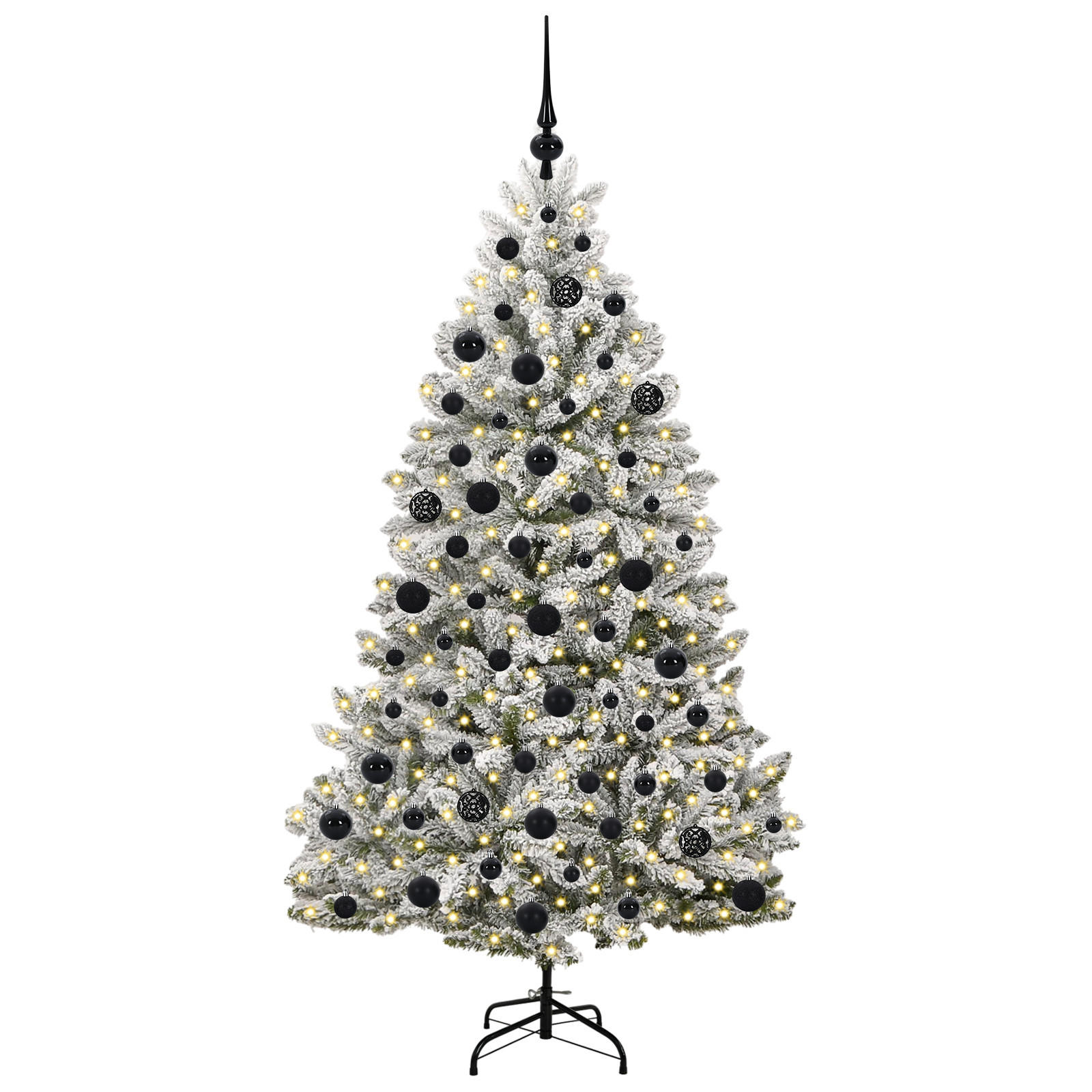 WEIHNACHTSBAUM Künstlicher Klappbarer 90/90/180 cm Grün PVC - Schwarz/Weiß, Kunststoff (180cm) - vidaXL