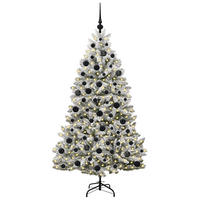 WEIHNACHTSBAUM Künstlicher Klappbarer 90/90/180 cm Grün PVC - Schwarz/Weiß, Kunststoff (180cm) - vidaXL