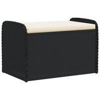 SITZBANK Mit Stauraum & Kissen Schwarz 80/51/52 Cm Poly Rattan - Schwarz, Kunststoff (51/52/80cm) - vidaXL