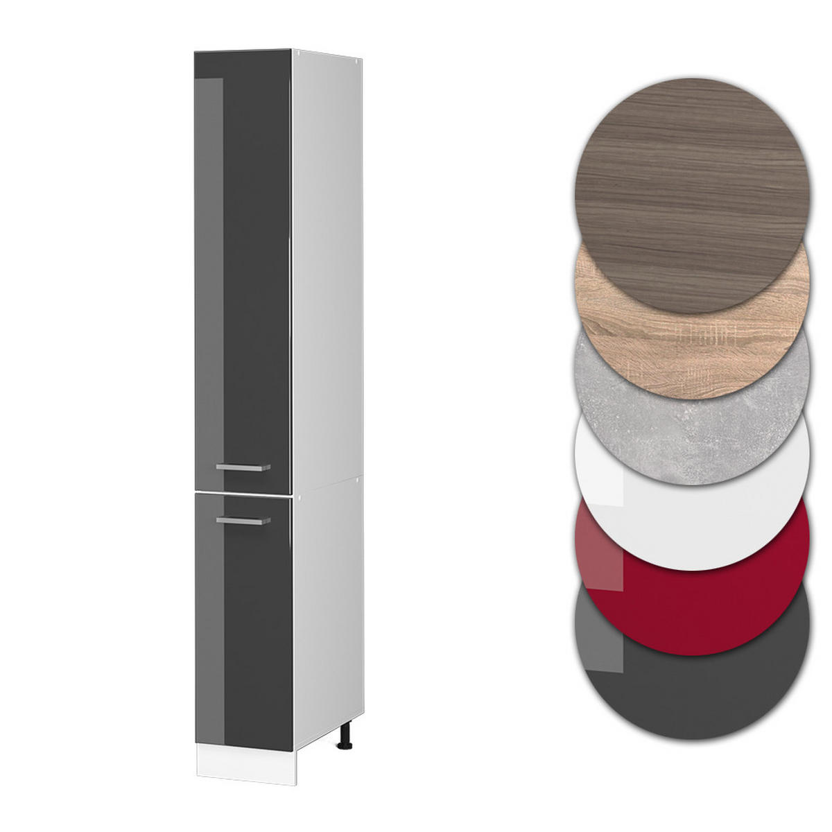 APOTHEKERSCHRANK R-Line Anthrazit Hochglanz 30 cm - Anthrazit/Weiß, Holzwerkstoff (30/206.8/57.2cm) - Vicco