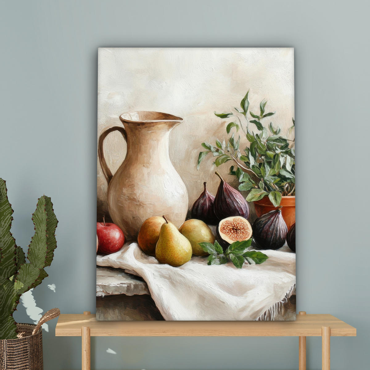 LEINWANDBILD Obst - Kräuter - Ländlich 60x80 cm - Naturfarben, Textil (60/80cm) - MuchoWow