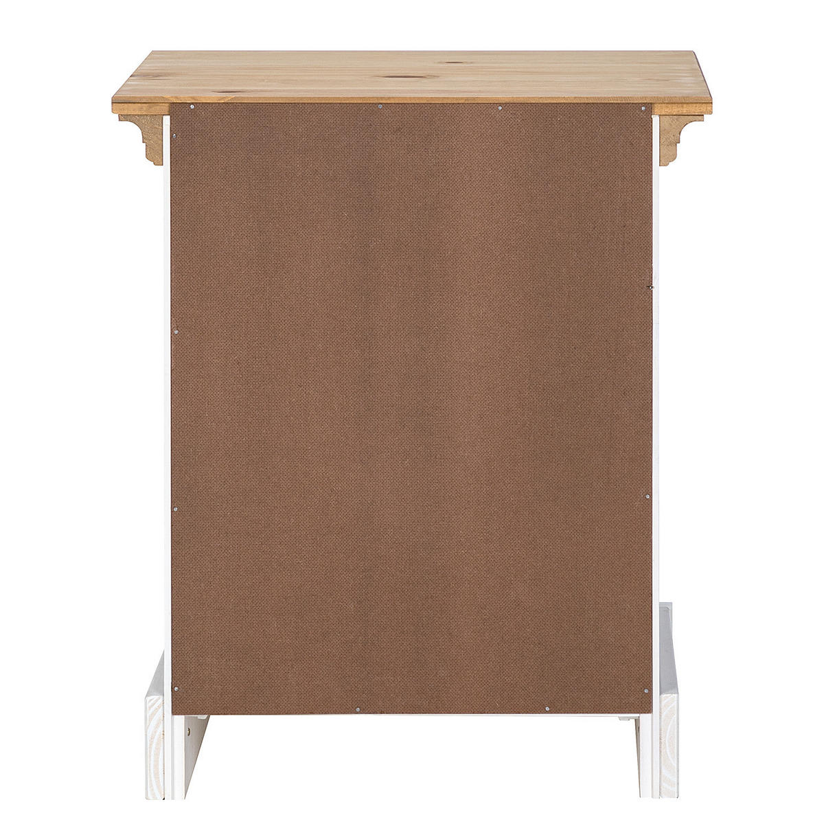 MASSIVE NACHTKOMMODE - Kieferholz - Silberfarben/Weiß, Holz/Metall (56/62/47cm) - home24