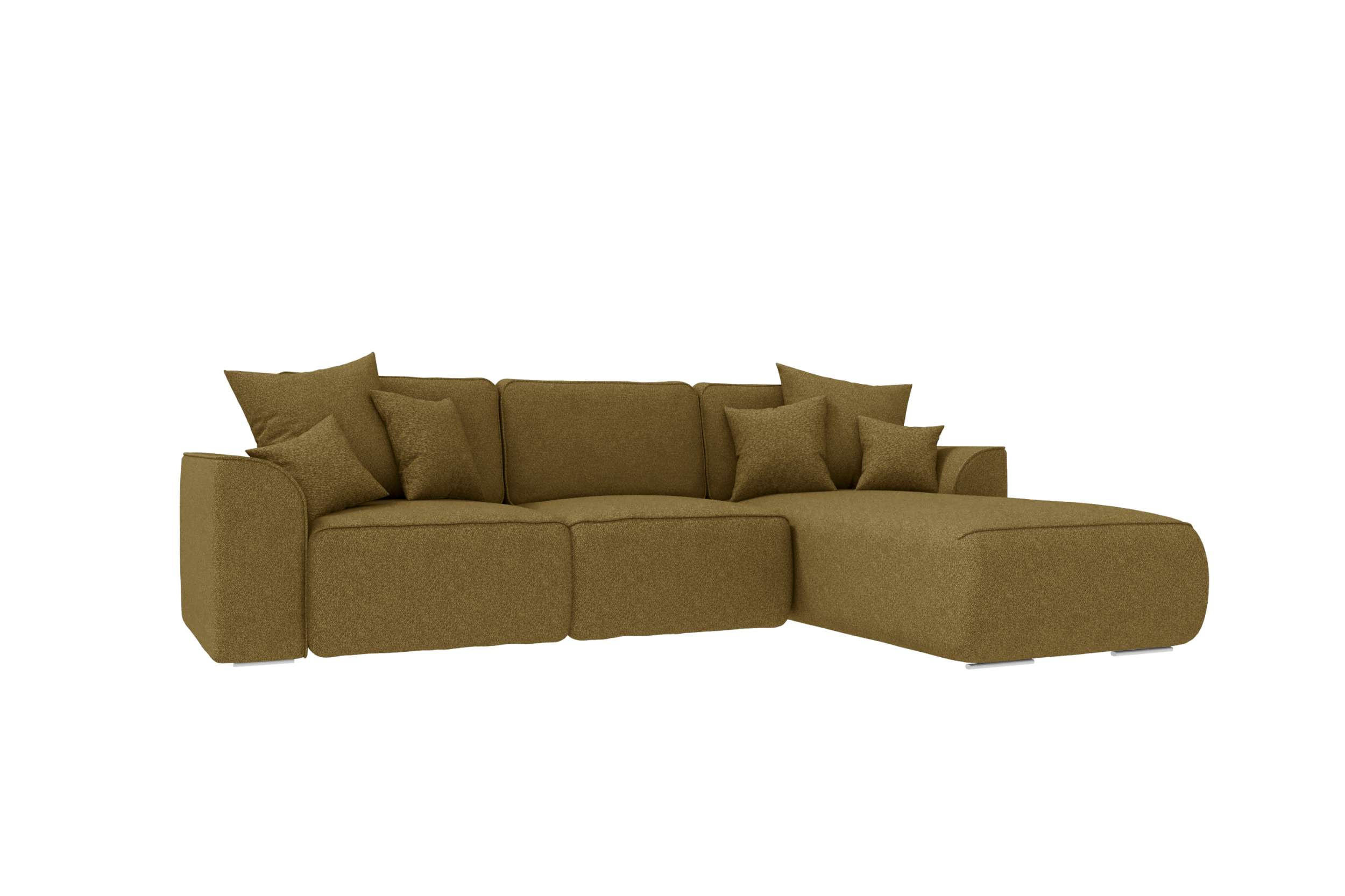 ECKSOFA GUSTO Strukturstoff Olivgrün Rechts inkl. Schlaffunktion - Chromfarben/Olivgrün, Kunststoff/Textil (295/194cm) - 99rooms
