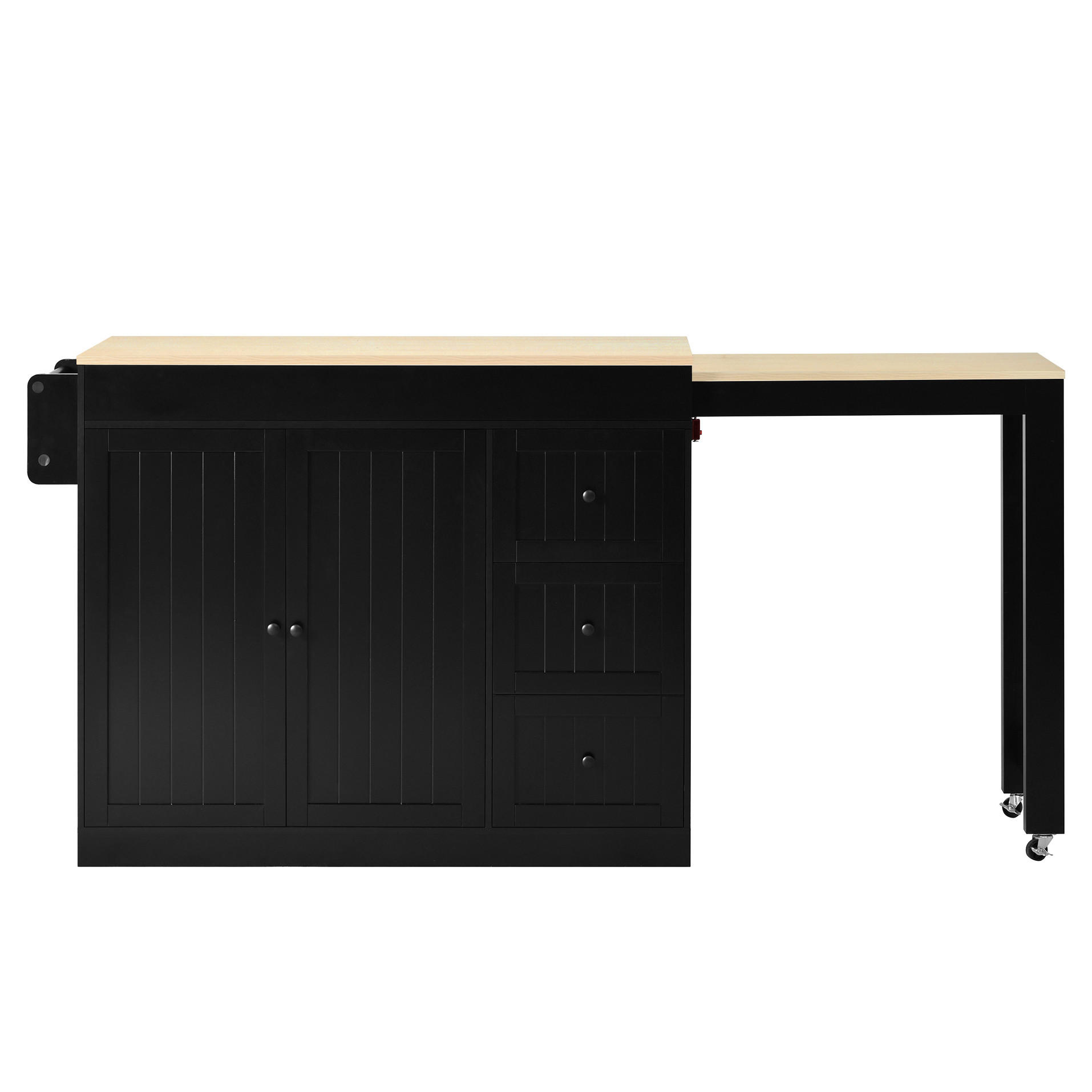 KÜCHENINSEL Schwarz 186.8/45/93 cm - Schwarz, Holzwerkstoff (130/93/45cm) - PANGIVO