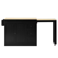 KÜCHENINSEL Schwarz 186.8/45/93 cm - Schwarz, Holzwerkstoff (130/93/45cm) - PANGIVO