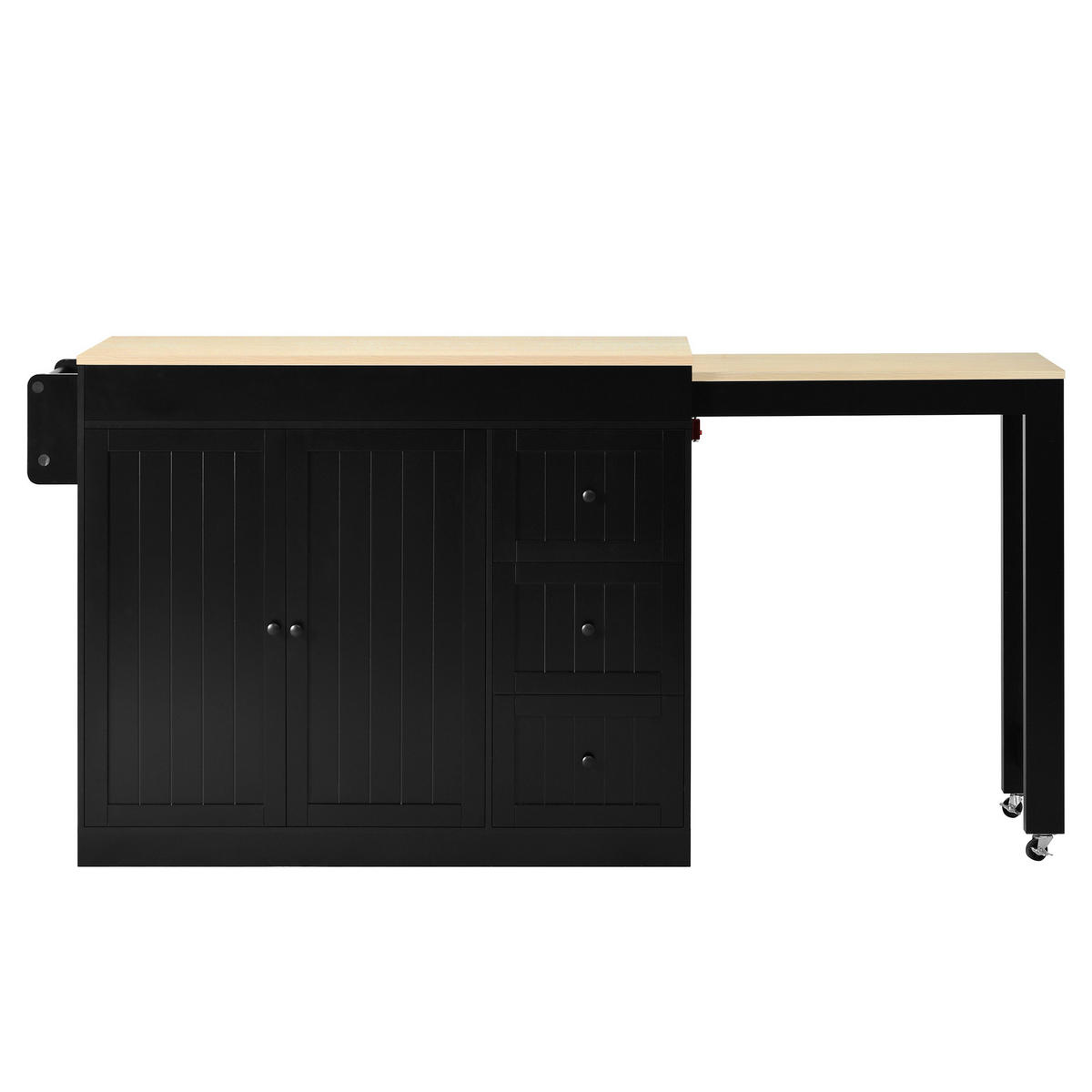 KÜCHENINSEL 112/45/93 cm schwarz aus MDF mit Auszug - Schwarz, Holzwerkstoff (130/93/45cm) - OKWISH