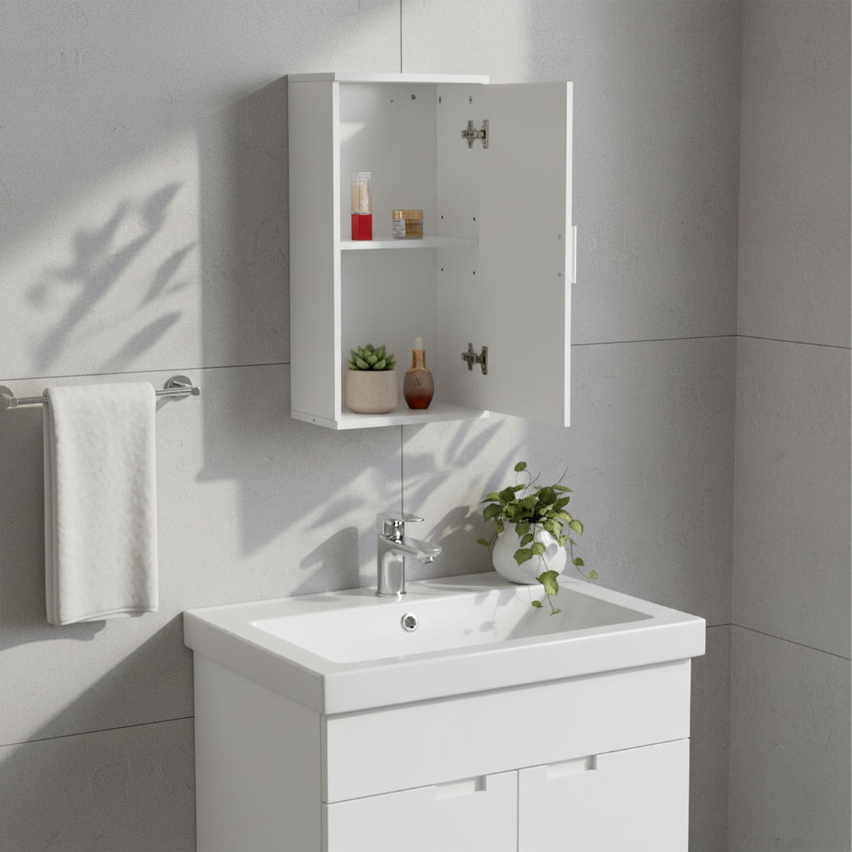 HÄNGESCHRANK - Weiß, Holzwerkstoff (30/62/21cm) - Relaxdays