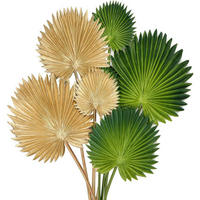 KUNSTPFLANZE 6-teiliges Set Palmenblätter Grün & Gold - Multicolor, Kunststoff (36cm)