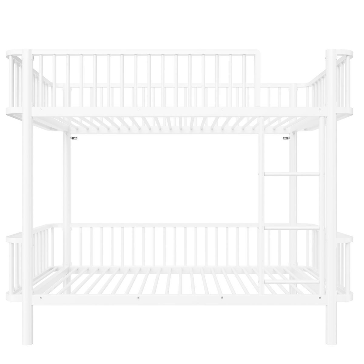 METALL-ETAGENBETT 90*200 mit Schutzgitter, Schwarz-Weiß - Weiß, Metall (90/200cm) - FLIEKS