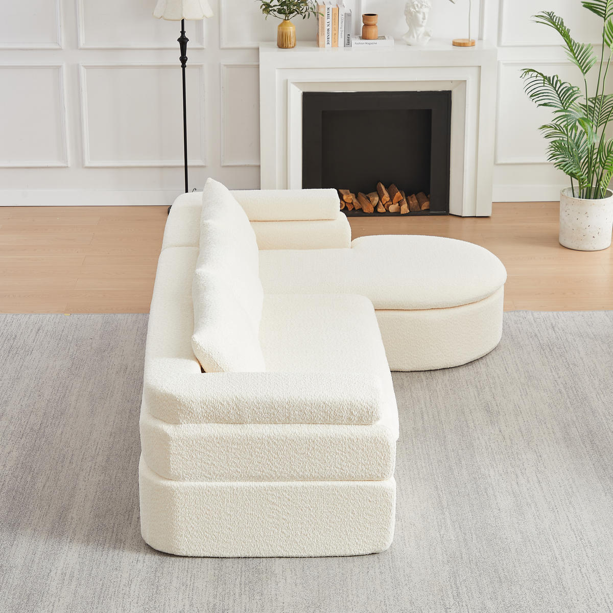 ECKSOFA DE-35270 mit Chaiselongue Cremeweiß - Beige, Textil (170/260cm) - ComfortXL