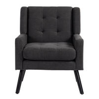 SESSEL 76/68/88 cm dunkelgrau aus Stoff mit Tufting und Massivholzbeinen - Dunkelgrau, Textil (76/88/68cm) - OKWISH