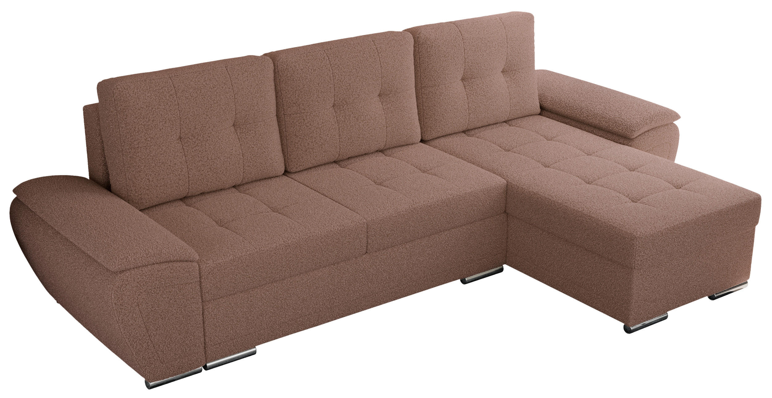 ECKSOFA UMBRIA L Rosa Boucle - Rosa/Grau, Textil (271/157cm) - MKS
