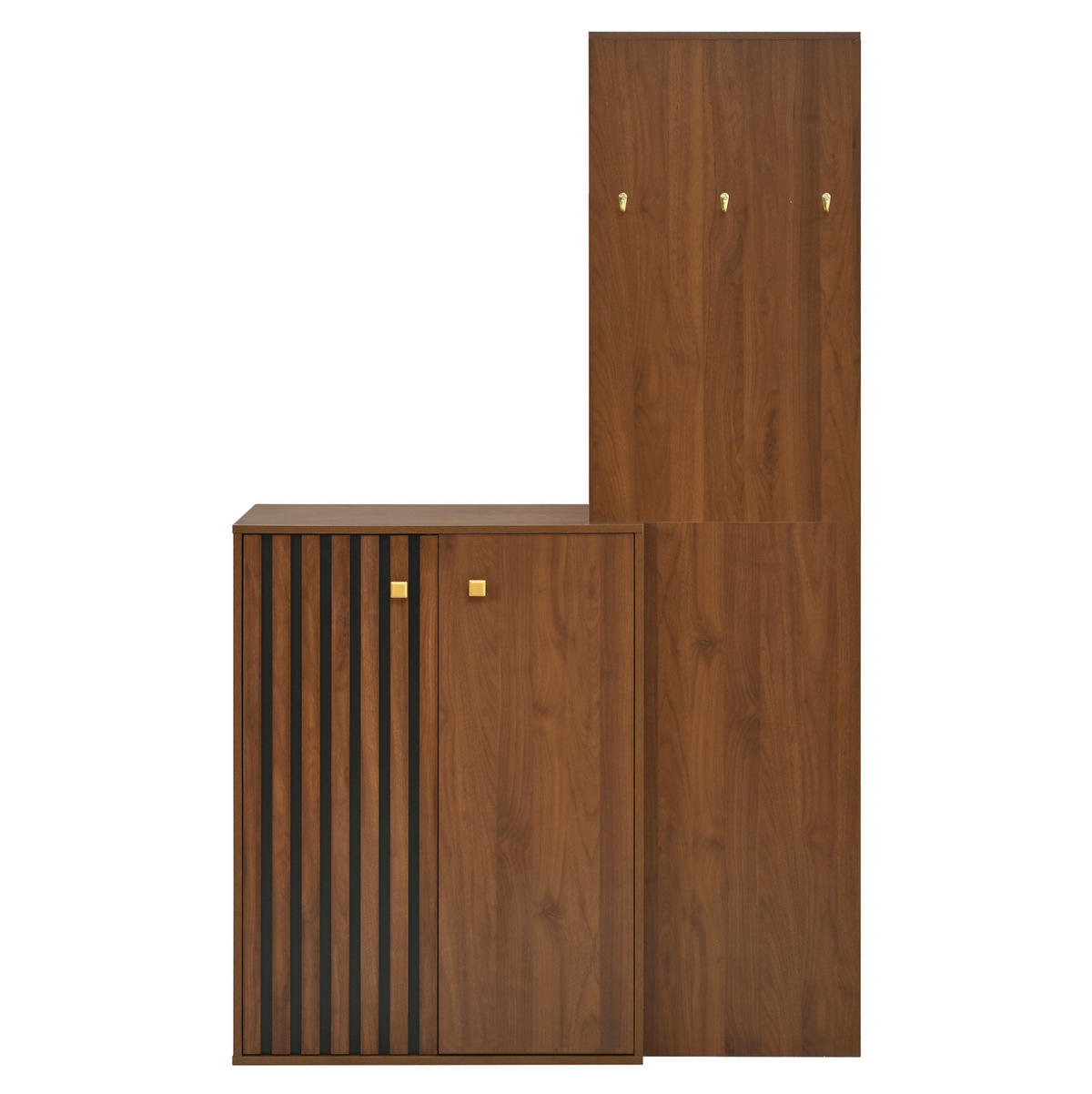 KOMPAKTGARDEROBE 115/38,5/191,5 cm mit Schuhschrank, Kleiderstange und verstellbaren Einlegeböden, Nussbaum - Walnussfarben, Holzwerkstoff (115/191.5/38.5cm) - Redom