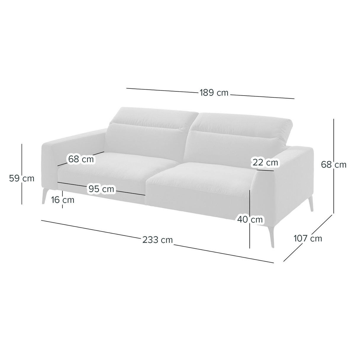 3-SITZER SOFA - Kastanienfarben/Schwarz, Leder/Metall (233/73/107cm) - home24
