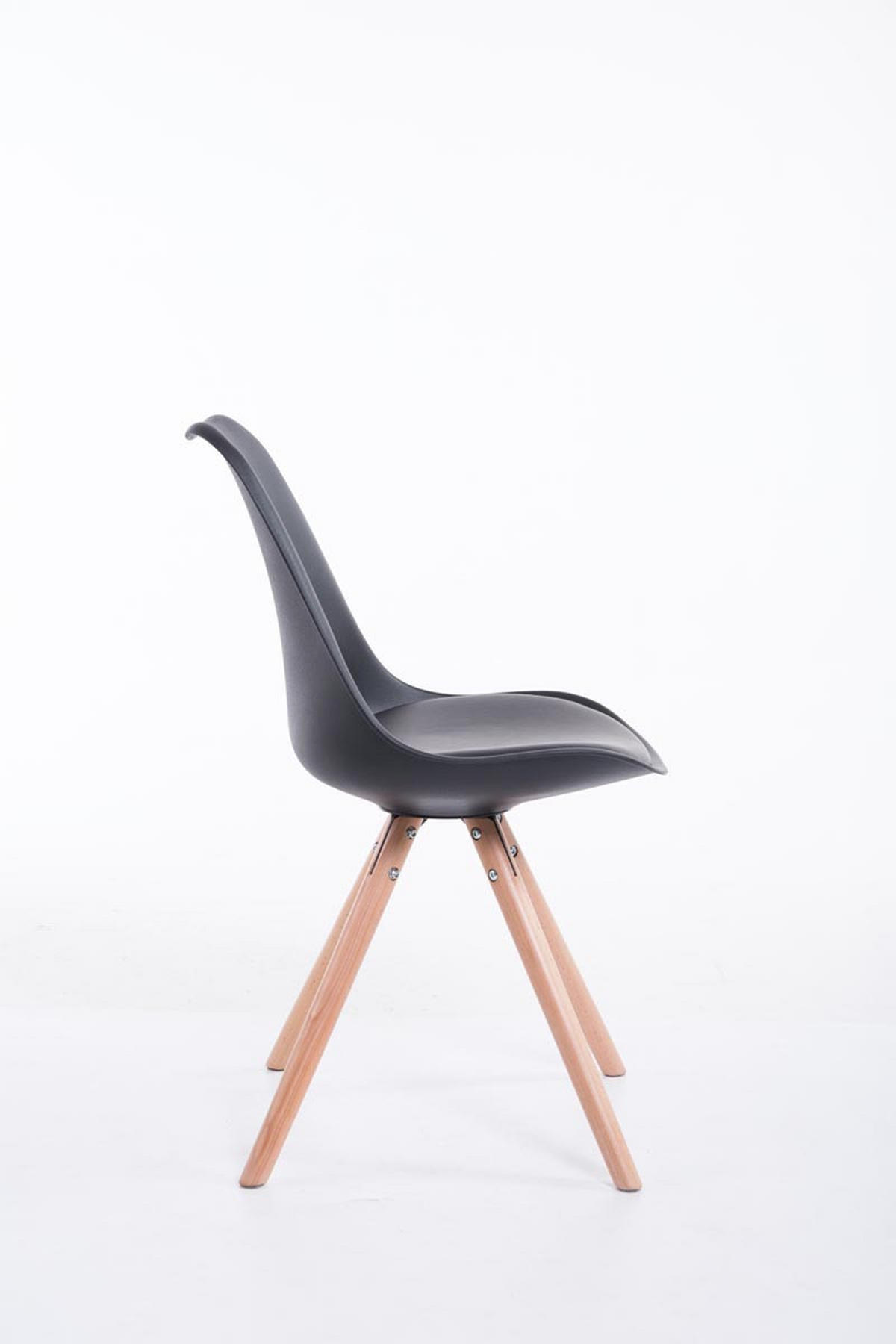 STUHL Lederlook schwarz - Eukalyptusholzfarben/Schwarz, Holz/Textil (48/83/56cm) - CLP