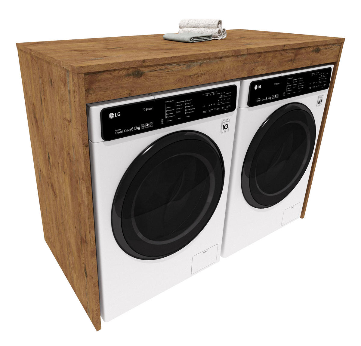 WASCHMASCHINENSCHRANK für Waschmaschine & Wäschetrockner Braun 129/97/61 - Eiche San Remo, Holzwerkstoff (129/97/61cm) - RAUMHIRSCH FURNITURE