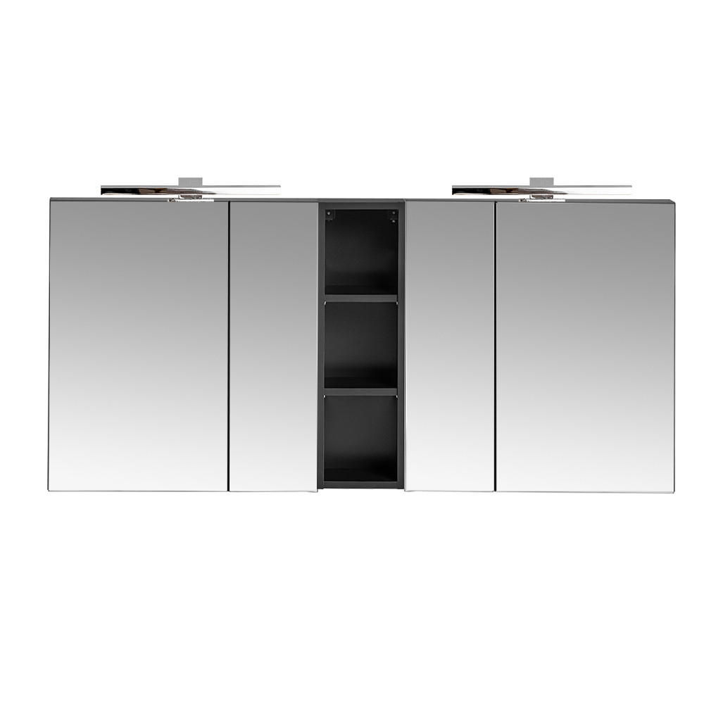 SPIEGELSCHRANK Puebla-56 - Schwarz, Holzwerkstoff (140/70/17cm) - Lomado