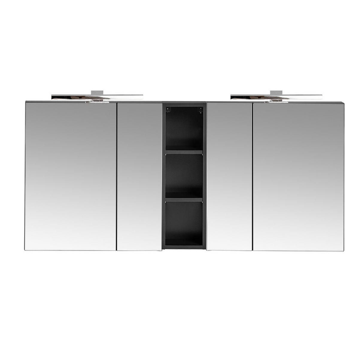 SPIEGELSCHRANK Puebla-56 - Schwarz, Holzwerkstoff (140/70/17cm) - Lomado