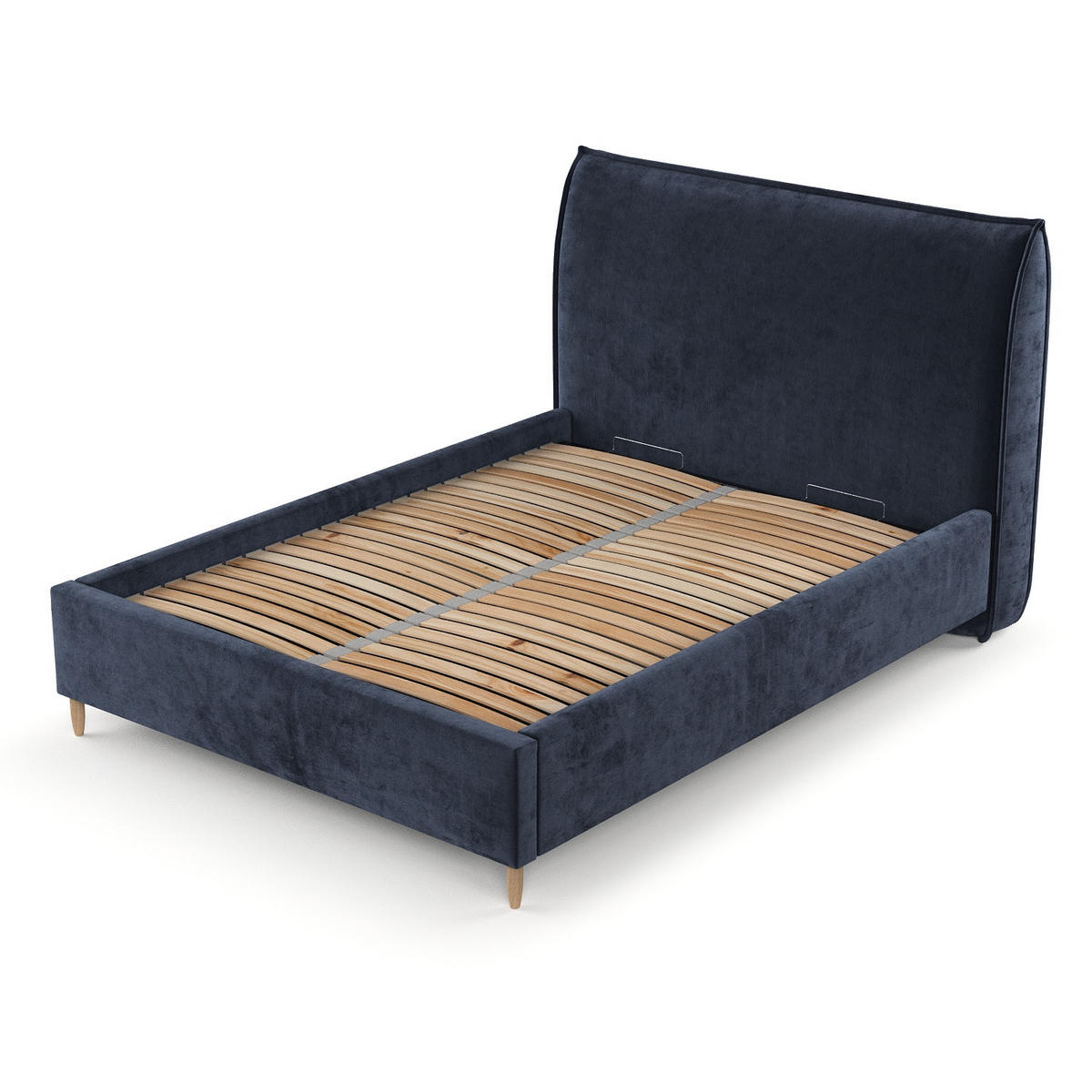 POLSTERBETT Mira 180/200 cm Marineblau im Lotta Stoff - Naturfarben/Dunkelblau, Holz/Holzwerkstoff (180/200cm) - AltaBeds