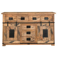 SIDEBOARD Florenz Mango Vintage 150 x 45 x 90 cm - Schwarz/Braun, Holz/Metall (150/90/45cm) - Mr. Deko
