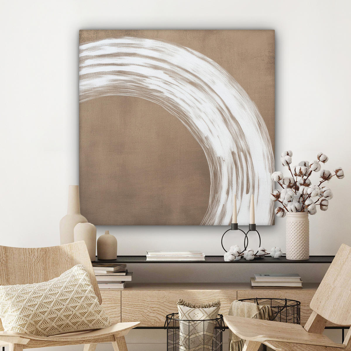 LEINWANDBILD Farbe - Braun - Japandi 90x90 cm - Kupferfarben, Textil (90/90cm) - MuchoWow