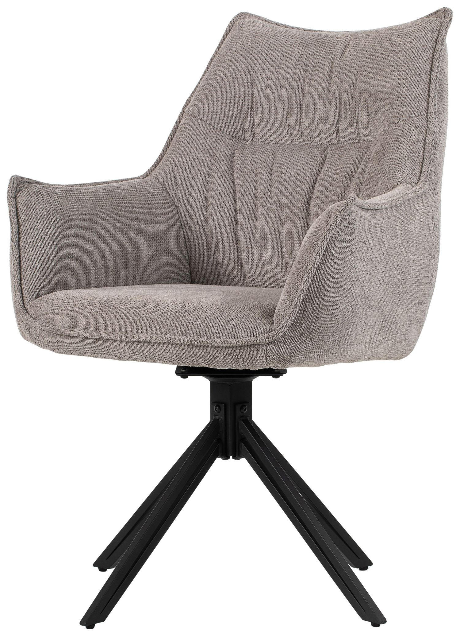 DININGSESSEL Ginosa - drehbar - hellgrau - Hellgrau/Schwarz, Textil/Metall (62/90/66cm) - bene living