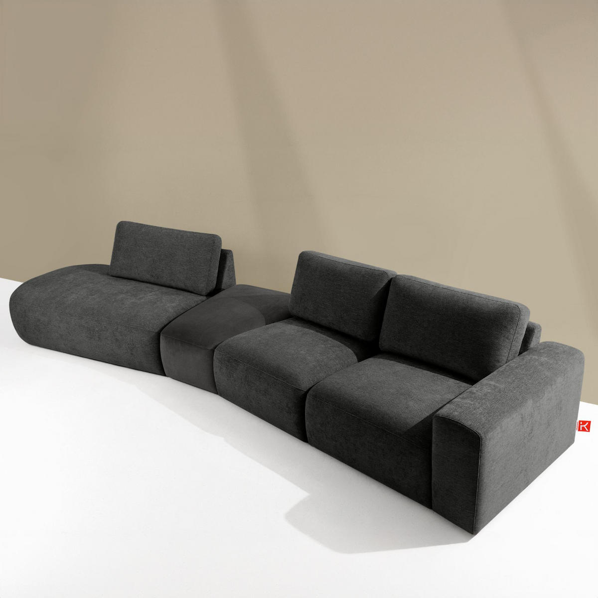 5-SITZER ECKSOFA ZUCCO Chenille links, Anthrazit - Anthrazit, Textil (430/84/105cm) - KONSIMO®