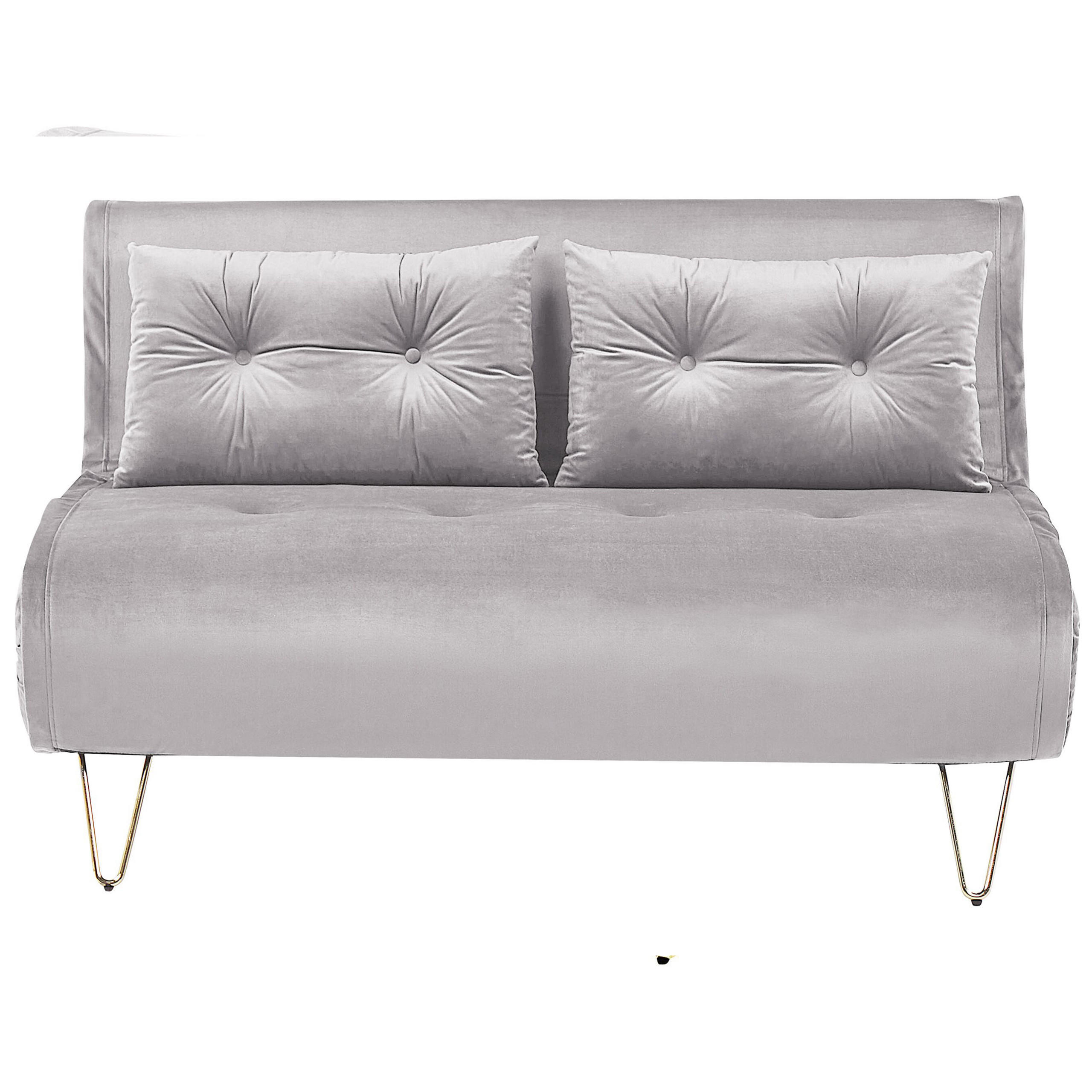 2-SITZER-SCHLAFSOFA Samtstoff Grau Vestfold - Hellgrau, Textil (130/81/78cm) - Beliani