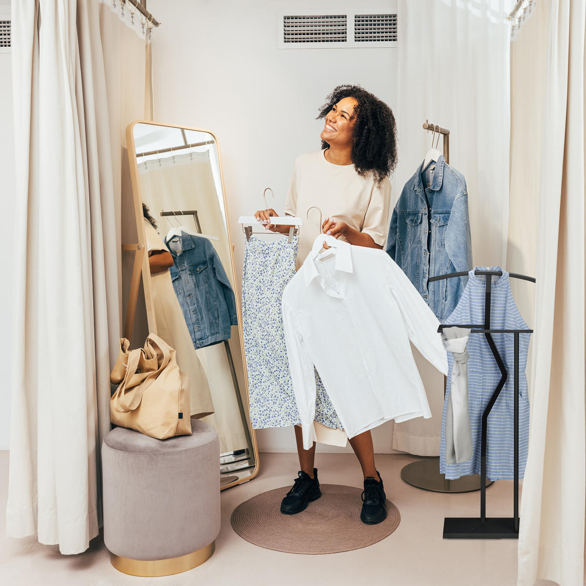 HERRENDIENER - Schwarz, Holzwerkstoff/Metall (48/107/20cm) - Relaxdays