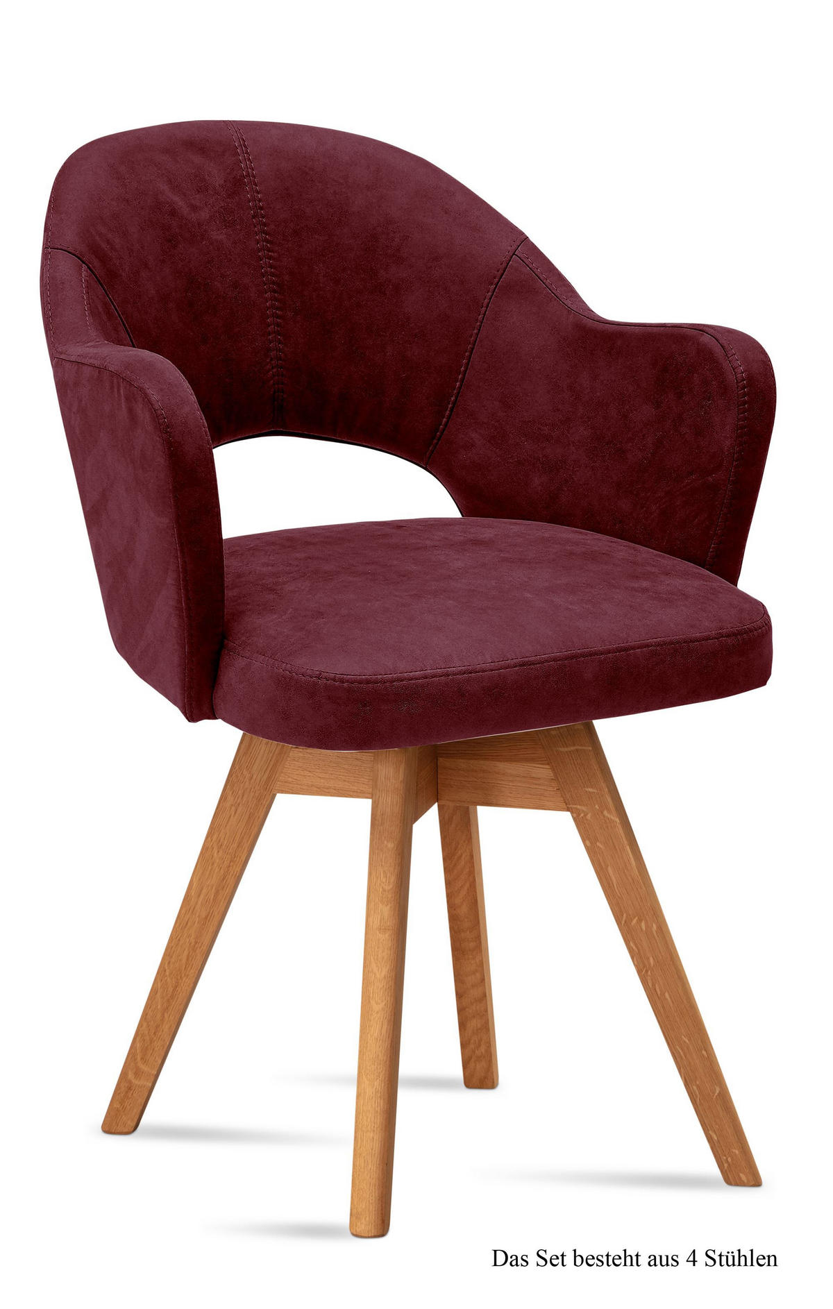 ARMLEHNSTUHL drehbar (4er-Set) Dosya 59x87x61 Eiche geölt/Marsala - Eichefarben/Brombeere, Kunststoff (61/87/59cm) - 58aufmkessel