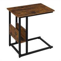 BEISTELLTISCH DE-37211 C-Form mit Seitenregal Rustikales Braun - Braun, Metall (36/55/59.5cm) - ComfortXL