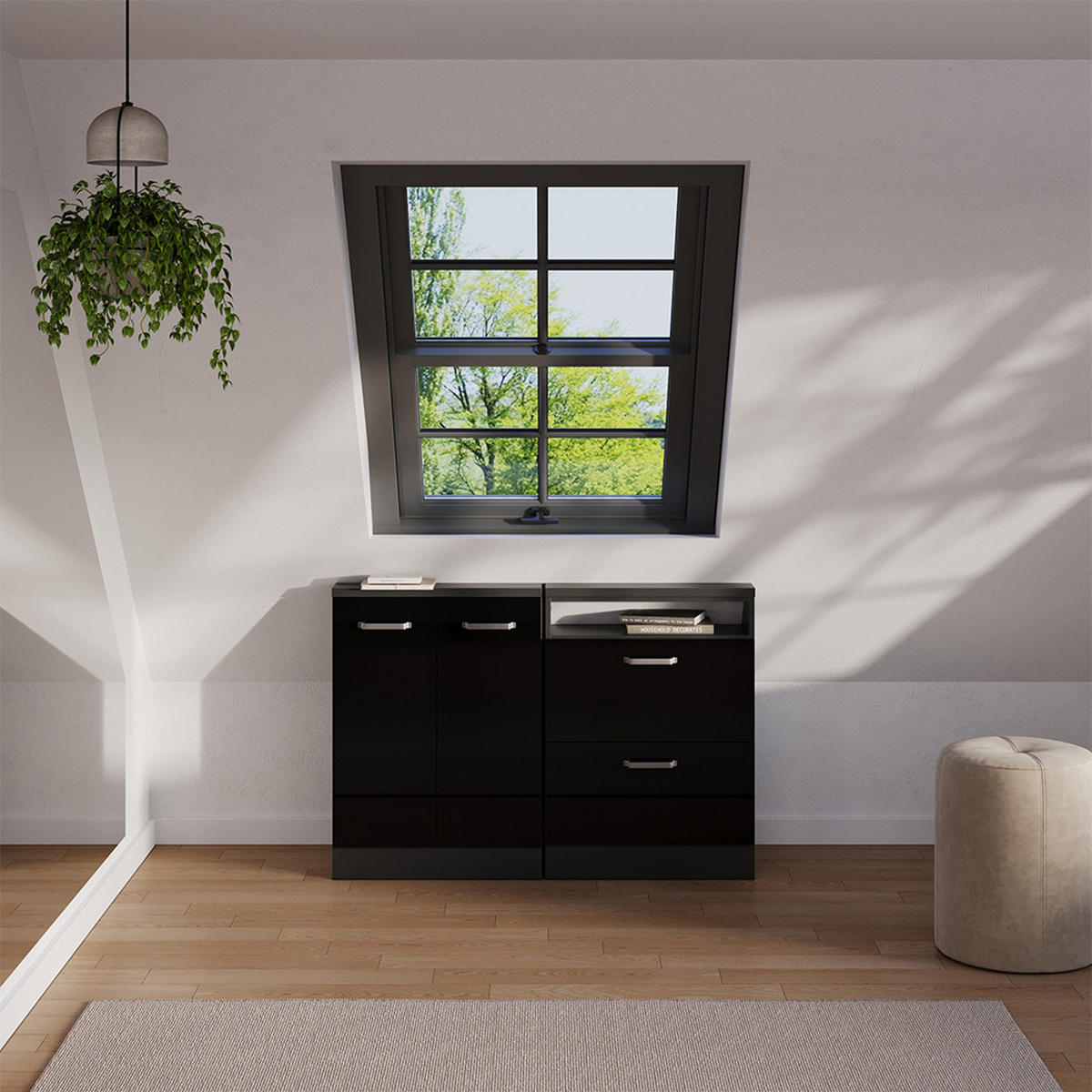 Schwarz Hochglanz, Holzwerkstoff (60/81.6/46cm) - Vicco