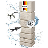 REGENTONNE Wandtank Komplett-Set 350 L, sandbeige inkl. Chrom-Doppelauslaufhahn und Fallrohranschluss - Beige, Kunststoff (39/184/60cm) - 4rain