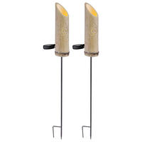 LED AUSSENLEUCHTE Bambus Braun 2er Set - Braun, Holz (12/12/79.5cm) - Globo Lighting