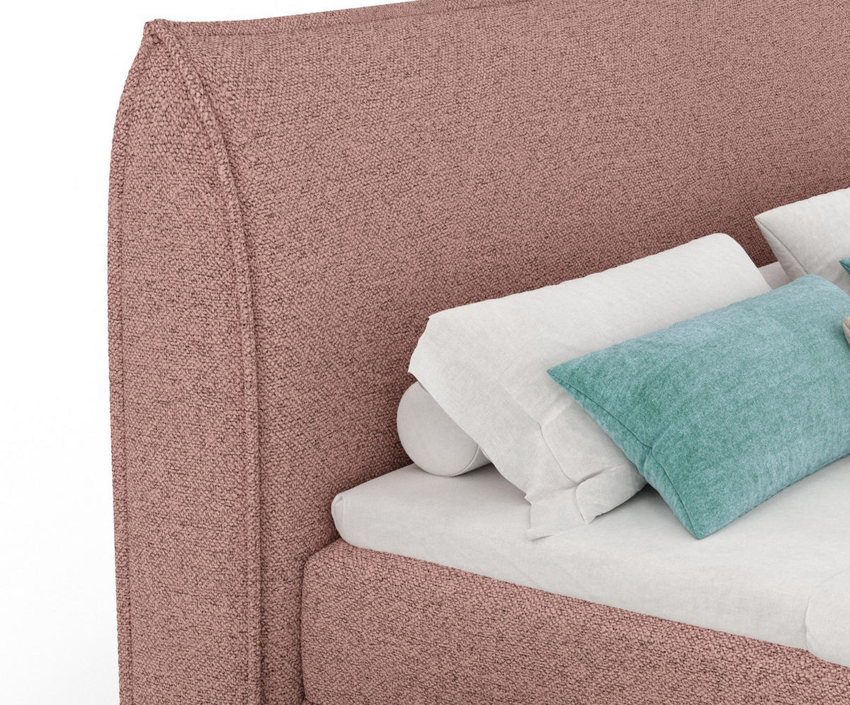 BOXBETT 180/200 cm Corvus, in Rosa, Matratze, Topper, Bettkasten, H4 = sehr fest - Pink/Schwarz, Holz/Holzwerkstoff (180/200cm) - Maison de Reve