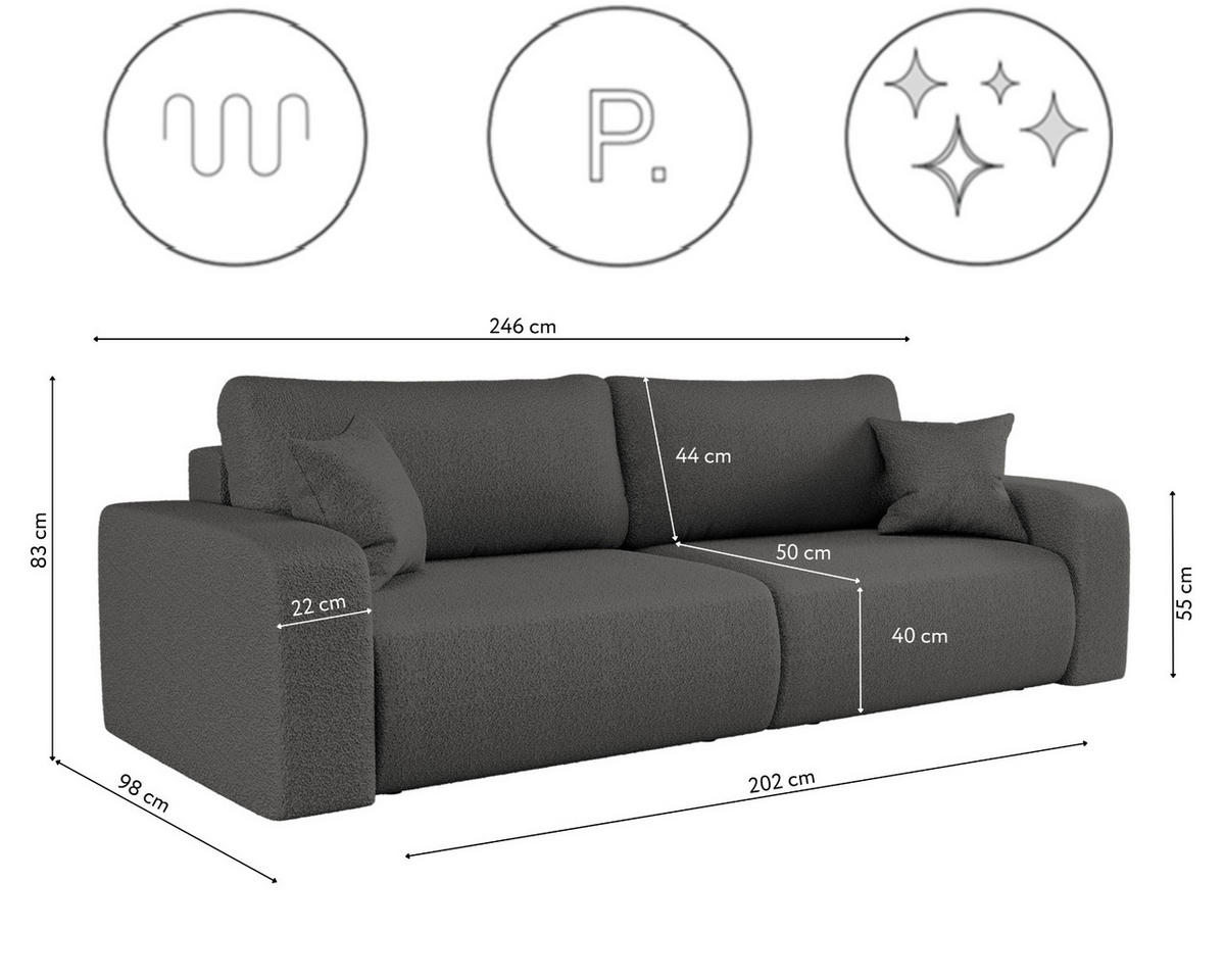 SCHLAFSOFA MILANO und Bettkasten Stoff Quelle Graphit - Graphitfarben, Holz (246/83/98cm) - Kaiser Möbel