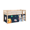 KINDERBETT Karolina 210x114x106 Massivholz Natur Textilset Spaceman - Pastellblau/Kieferfarben, Holz (90/200cm) - 58aufmkessel