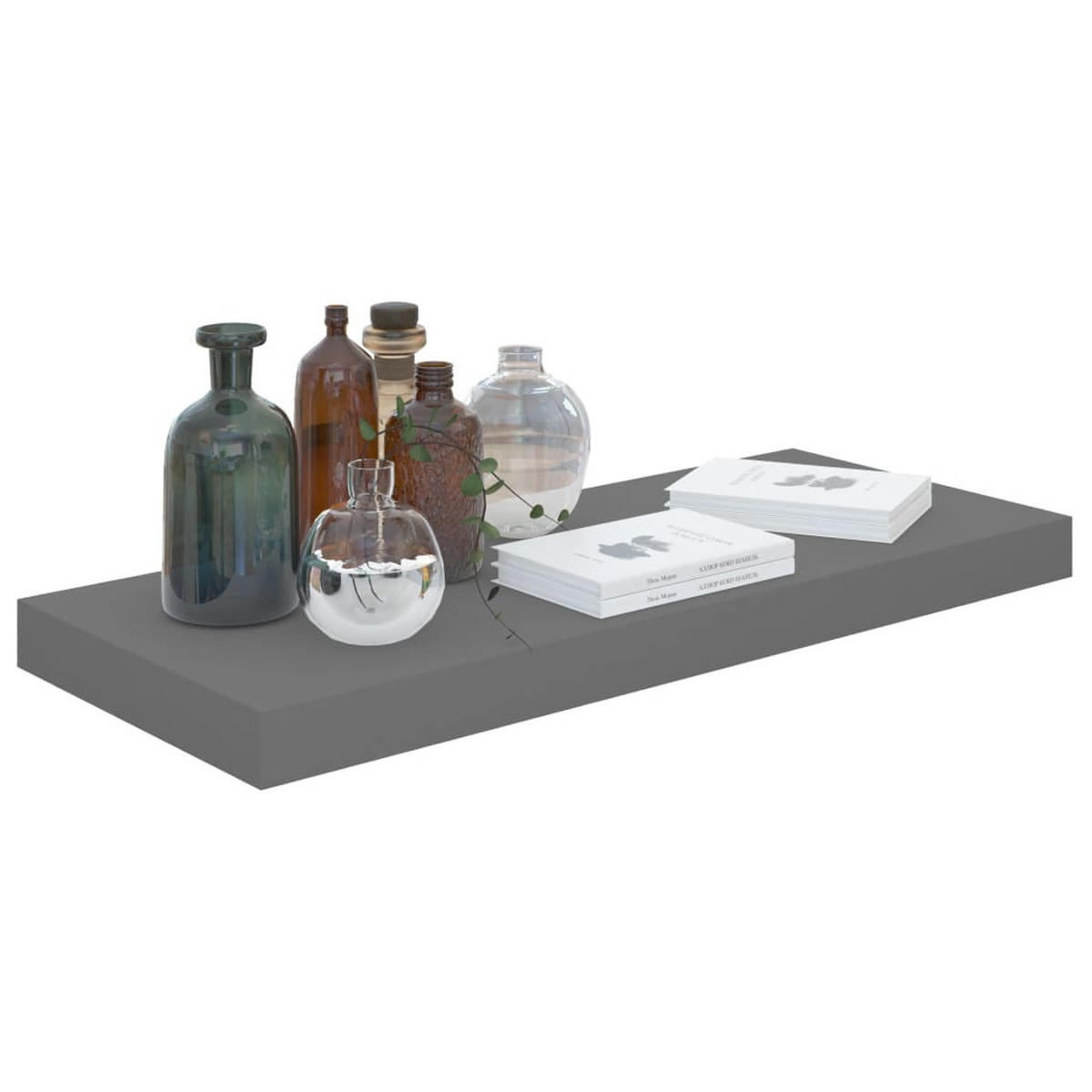 SCHWEBEREGALE 2 STK. HOCHGLANZ-GRAU 60X23,5X3,8 CM MDF - Anthrazit, Holzwerkstoff (23.5/3.8/60cm) - vidaXL