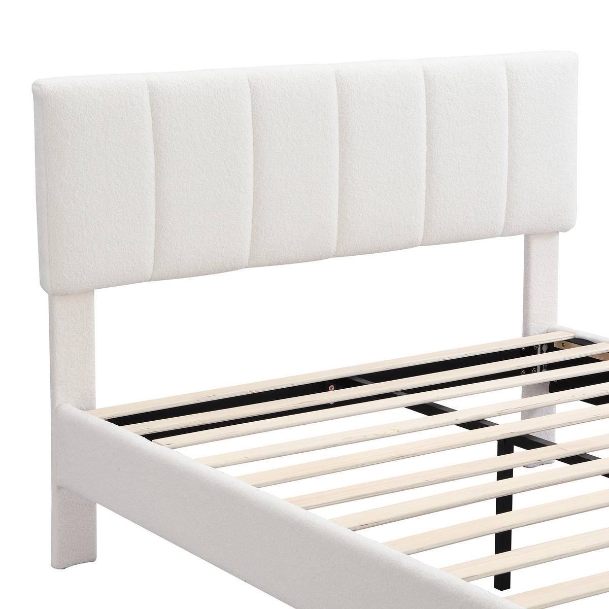 POLSTERBETT 140/190 cm DE-00138, in Beige, Lattenrost und Eisenfüßen - Beige, Holz (140/190cm) - ComfortXL