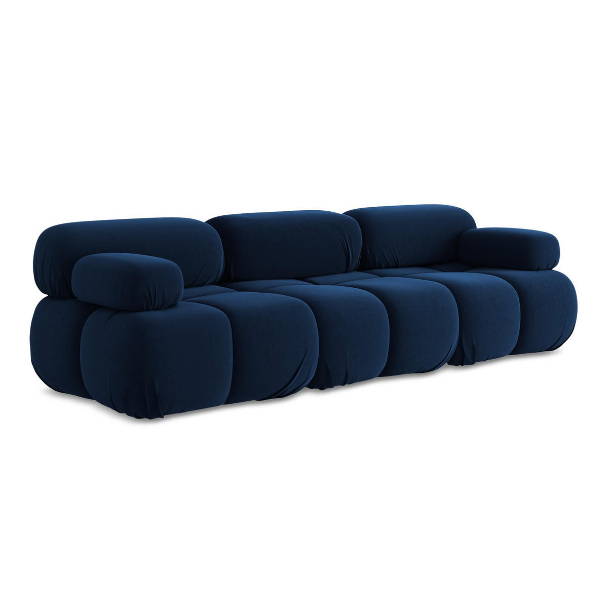 3-SITZER SOFA Samt Stoff Blau - Blau/Schwarz, Kunststoff/Textil (285/70/96cm) - LaMiaSofa