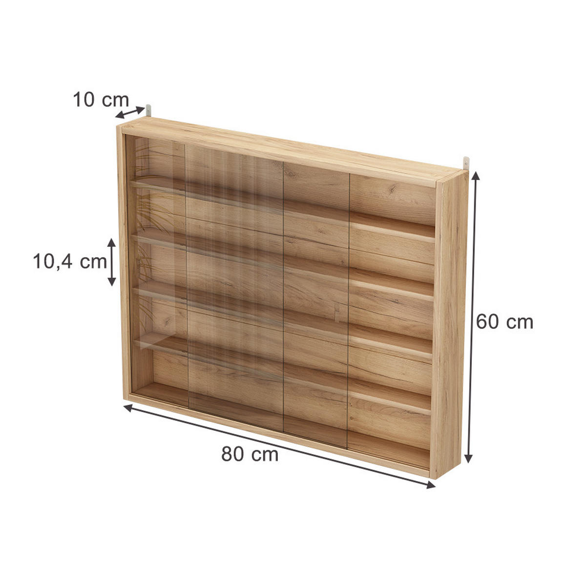 NÁSTENNÁ VITRÍNA Showla Sonoma So 4 policami - dub sonoma, kompozitné drevo (80/60/10cm) - Vicco