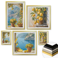 WANDBILDER 5er Set - 50x50 cm & 20x30 cm & 40x60 cm Goldrahmen - Meerblick, italienische Zitronen - Goldfarben, Kunststoff (40/60cm) - ArtPrintCave