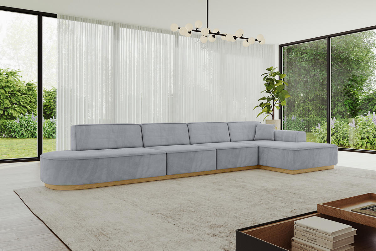 ECKSOFA Ottomane Rechts IREA-L3-v2 - 403x165x81 cm Grau - Grau, Holzwerkstoff/Textil (403/165cm) - ALTDECOR