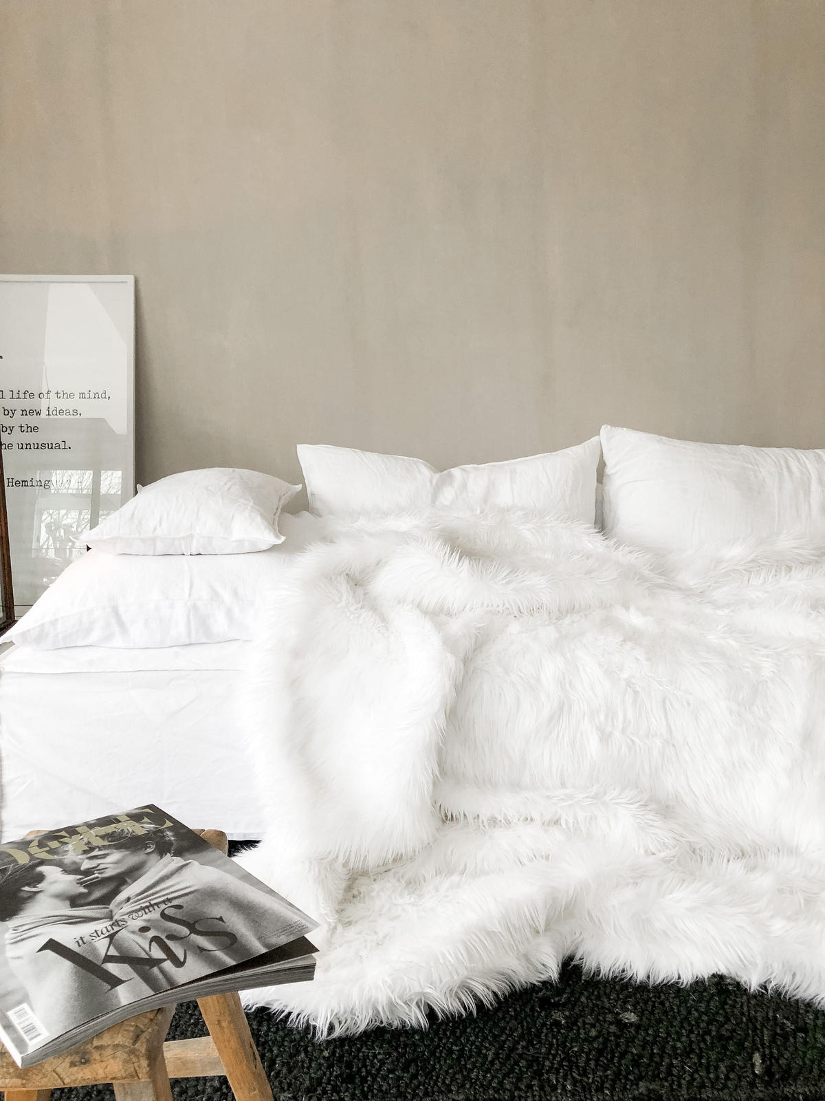 PREGRINJALO bela 200 x 220 cm Delice - bela, tekstil (200/220cm) - Beliani