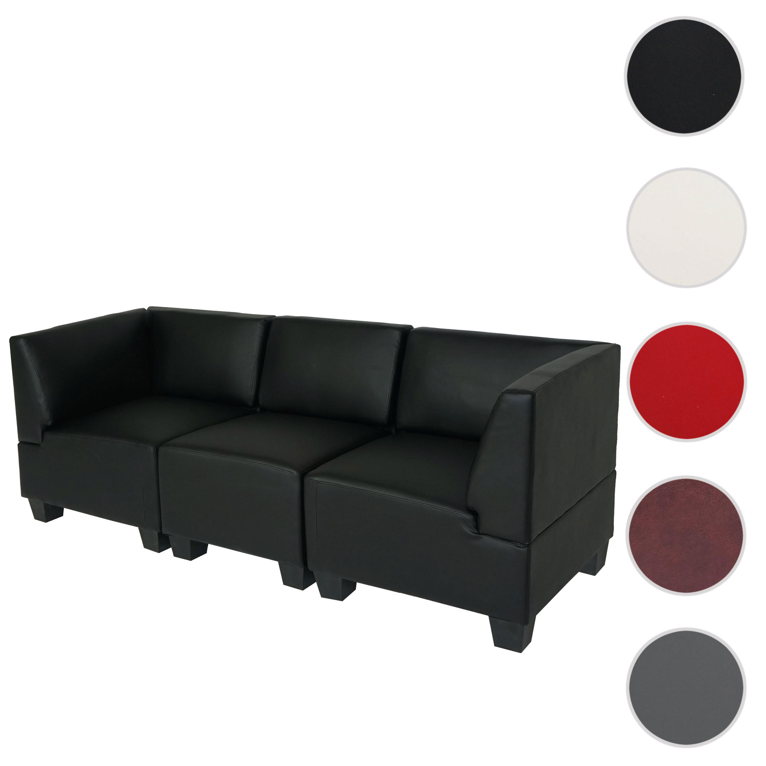 MODULAR 3-SITZER SOFA Schwarz - Schwarz, Textil (197/76/72cm) - MCW