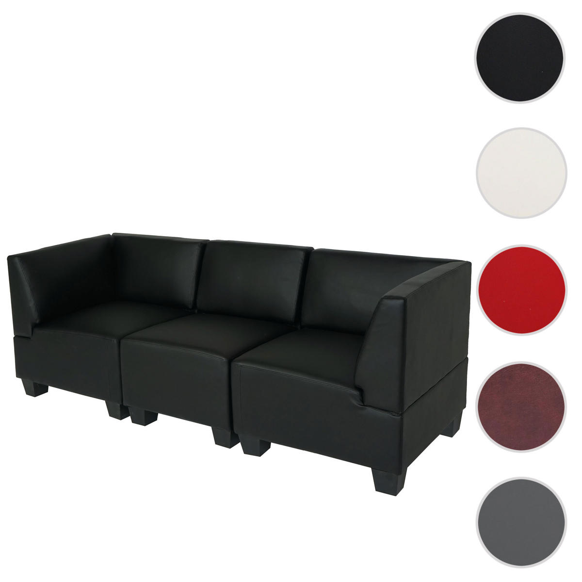 MODULAR 3-SITZER SOFA Schwarz - Schwarz, Textil (197/76/72cm) - MCW