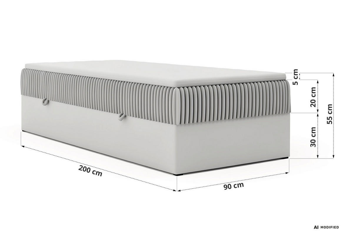 BOXBETT NORDIC ZERO 90/200 - Beige Cord - Topper Visco - H4 - Beige/Schwarz, Kunststoff/Textil (90/200cm) - MKS