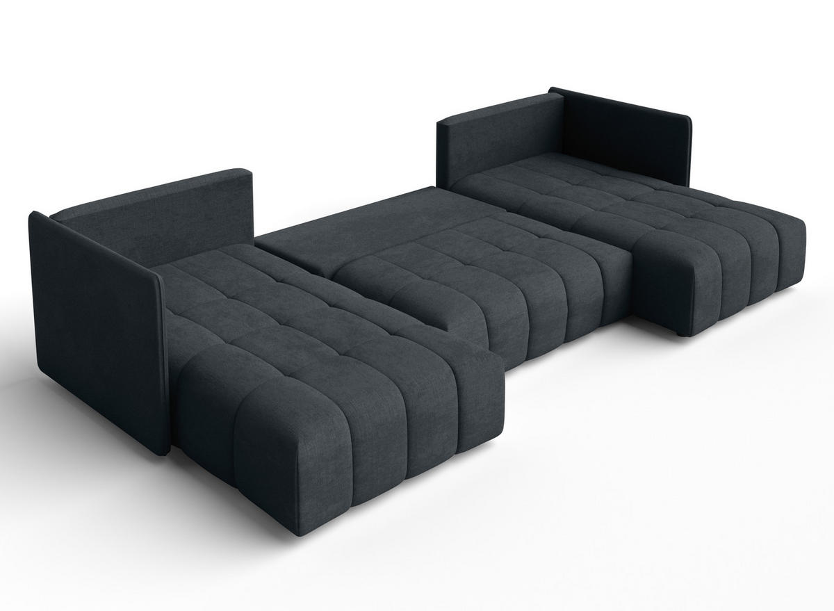 WOHNLANDSCHAFT Mersino Grau 353/180/83 cm – Wohnlandschaft fürs Wohnzimmer - Schwarz/Grau, Kunststoff/Textil (353/83/180cm) - AX Living