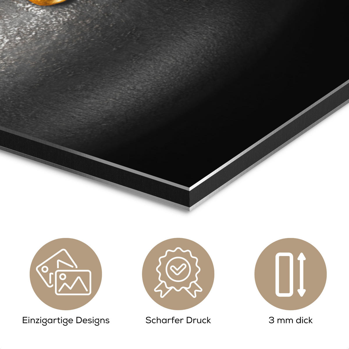 METALLBILD Frau - Schwarz - Gold - Gesicht - Lippen 60x80 cm - Goldfarben, Metall (60/80cm) - MuchoWow
