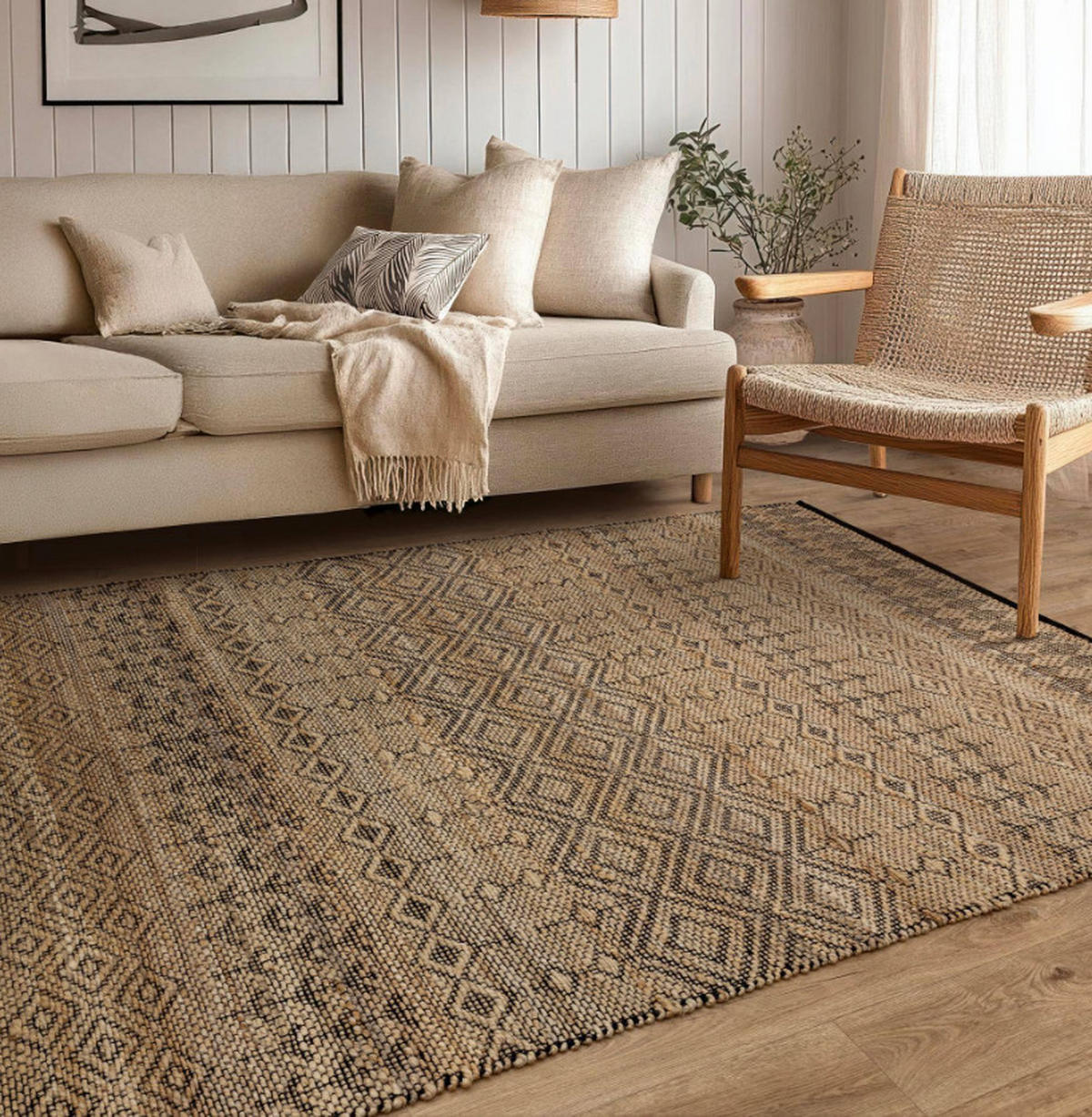 TEPPICH Naturfaser SEHRA Schwarz 120x170 cm - Schwarz, Naturmaterialien (120/170cm) - Novatrend
